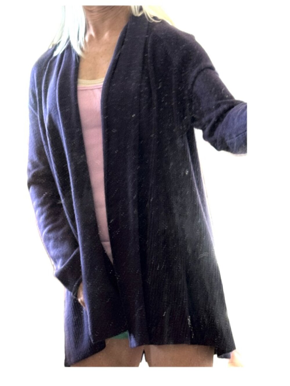 Requirements Cardigan Purple Open Front Unbelted Sz M Loose Fit